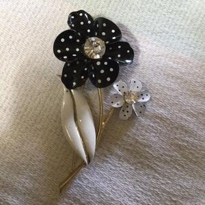 Avon Polka Dot Floral Brooch